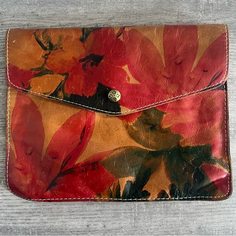 Patricia Nash Floral Red and Orange Portfolio Clutch